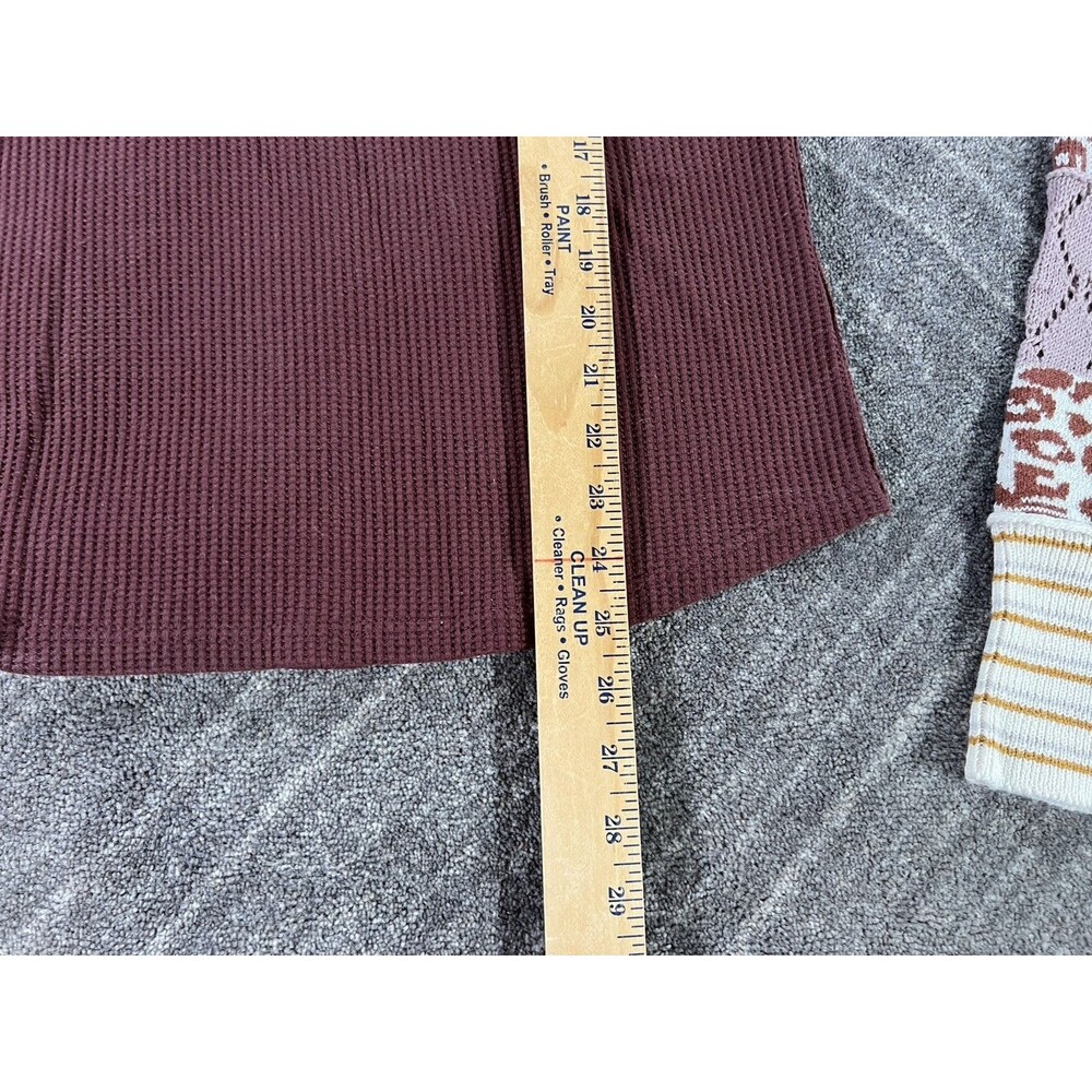 Free People We The Free All In Cuff Top In Chocolate Combo Thermal NWT Large - Picture 5 of 13